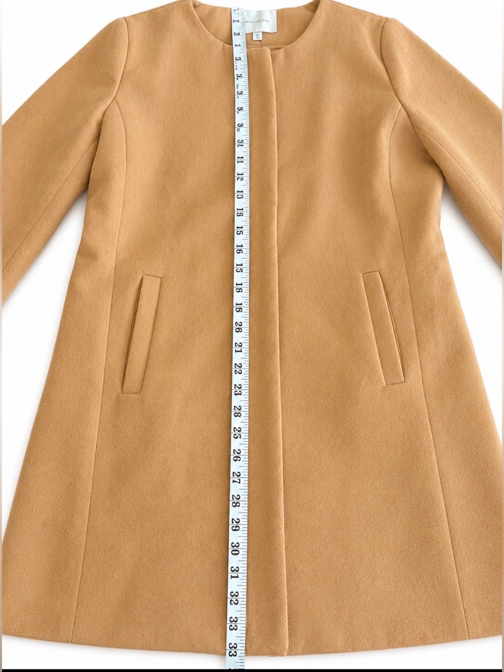 Skies Are Blue Camel Wool Blend Coat M Classic Minimalist Office Quiet Luxury - Picture 6 of 11